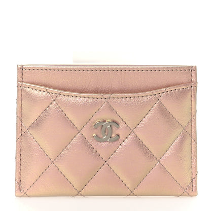 Chanel Iridescent Calfskin Quilted Card Holder Pink 1 of 10