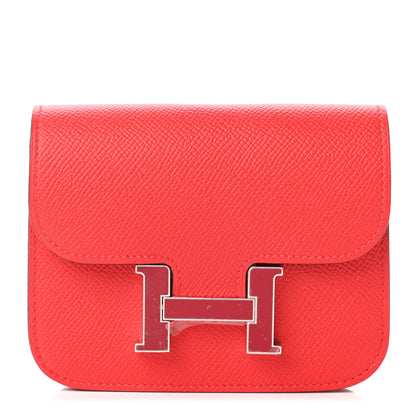 Hermes Epsom Enamel Constance Slim Wallet Rouge de Coeur Rubis 1 of 11