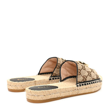 Gucci Monogram Matelasse GG Marmont Espadrille 20mm Slide Sandals 35 Beige Ebony Black 7 of 9
