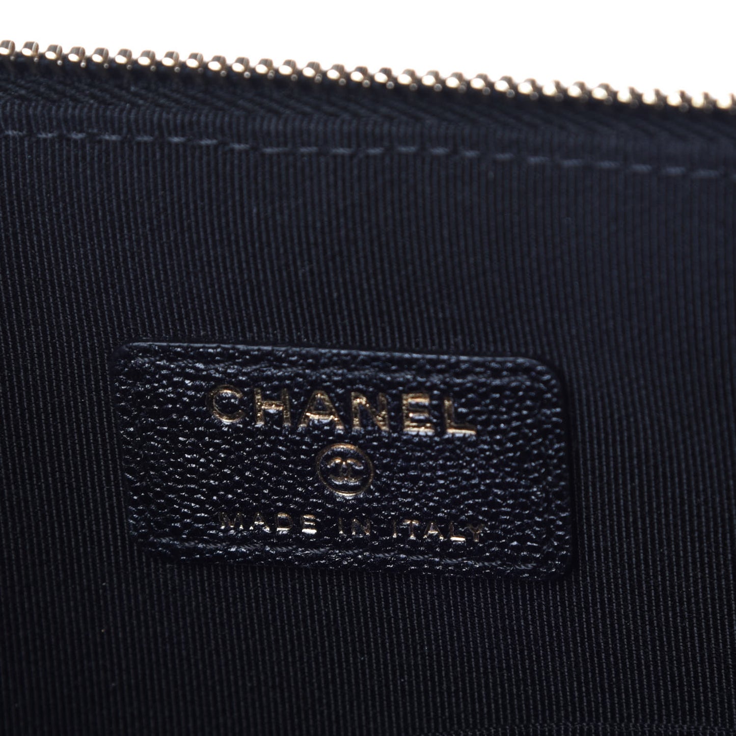 Iridescent Caviar Quilted Large Flap Cosmetic Case Black