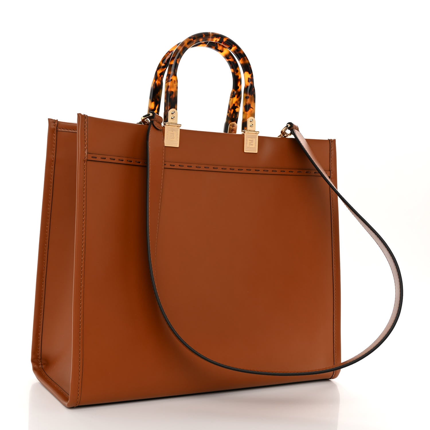 Fendi Vitello King Plexiglass Medium Fendi Sunshine Shopper Tote Cuoio 3 of 9