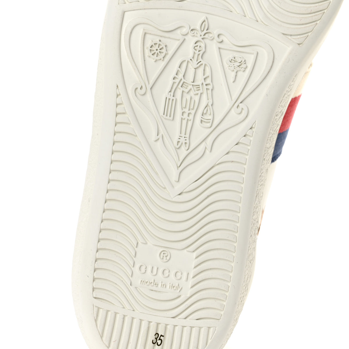 Gucci Calfskin Bee Star Embroidered Sylvie Web Ace Sneakers 35 White 7 of 9