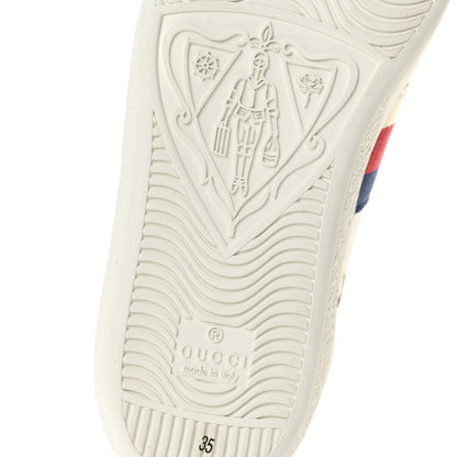 Gucci Calfskin Bee Star Embroidered Sylvie Web Ace Sneakers 35 White 7 of 9