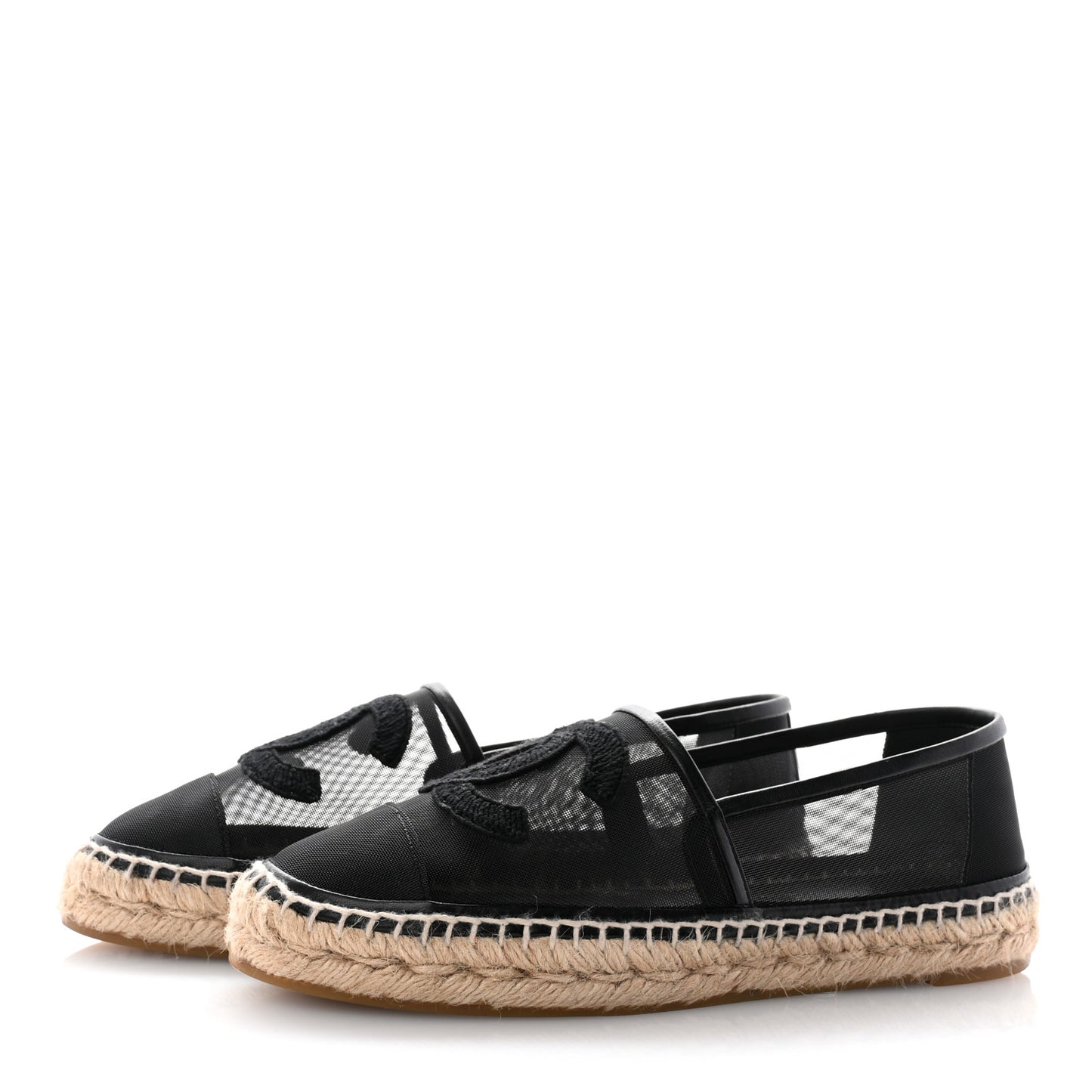 Mesh Grosgrain CC Espadrilles 38 Black