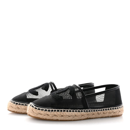 Chanel Mesh Grosgrain CC Espadrilles 38 Black 3 of 11