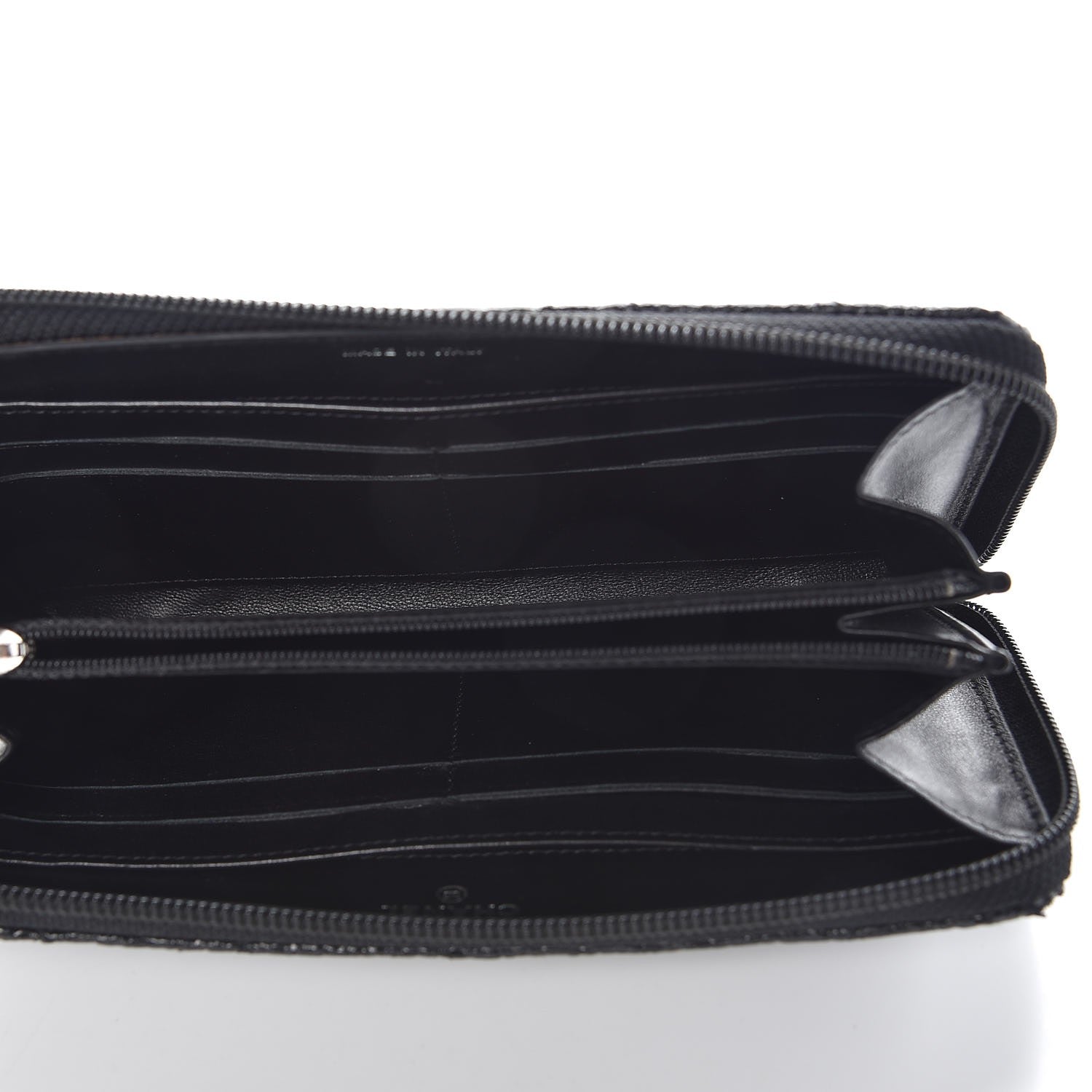 Chanel Crackled Patent Calfskin Large Gusset Zip Around Wallet Black 5 of 11