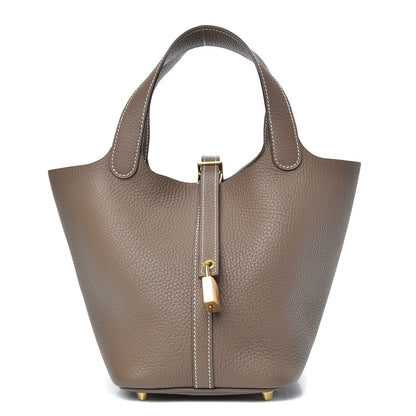 Hermes Taurillon Clemence Picotin Lock 18 PM Etoupe 1 of 9