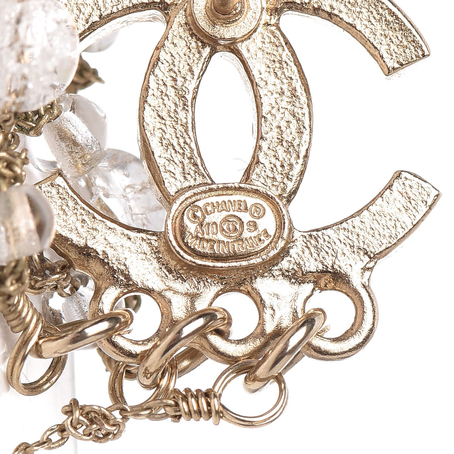 Chanel Bead CC Long Chain Drop Earrings Gold 3 of 5