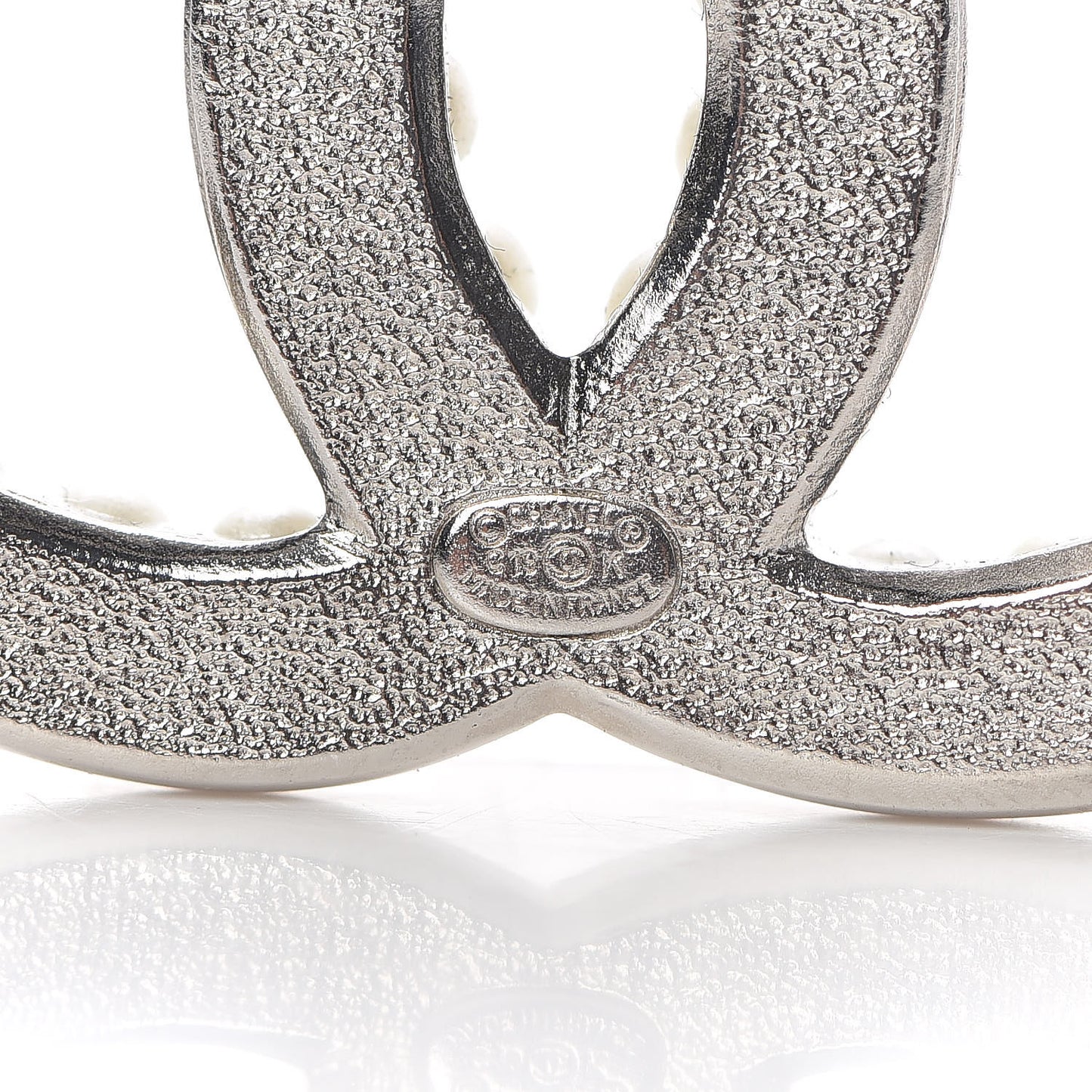 Pearl Crystal CC Brooch Silver