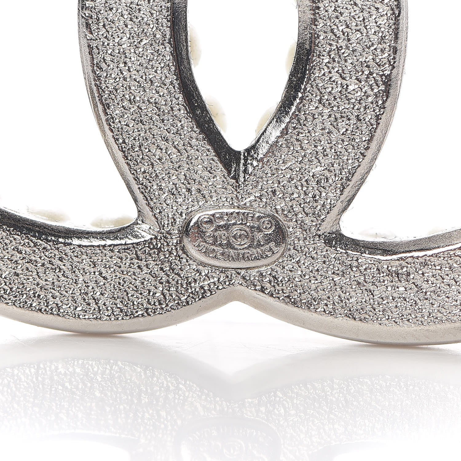 Chanel Pearl Crystal CC Brooch Silver 4 of 5