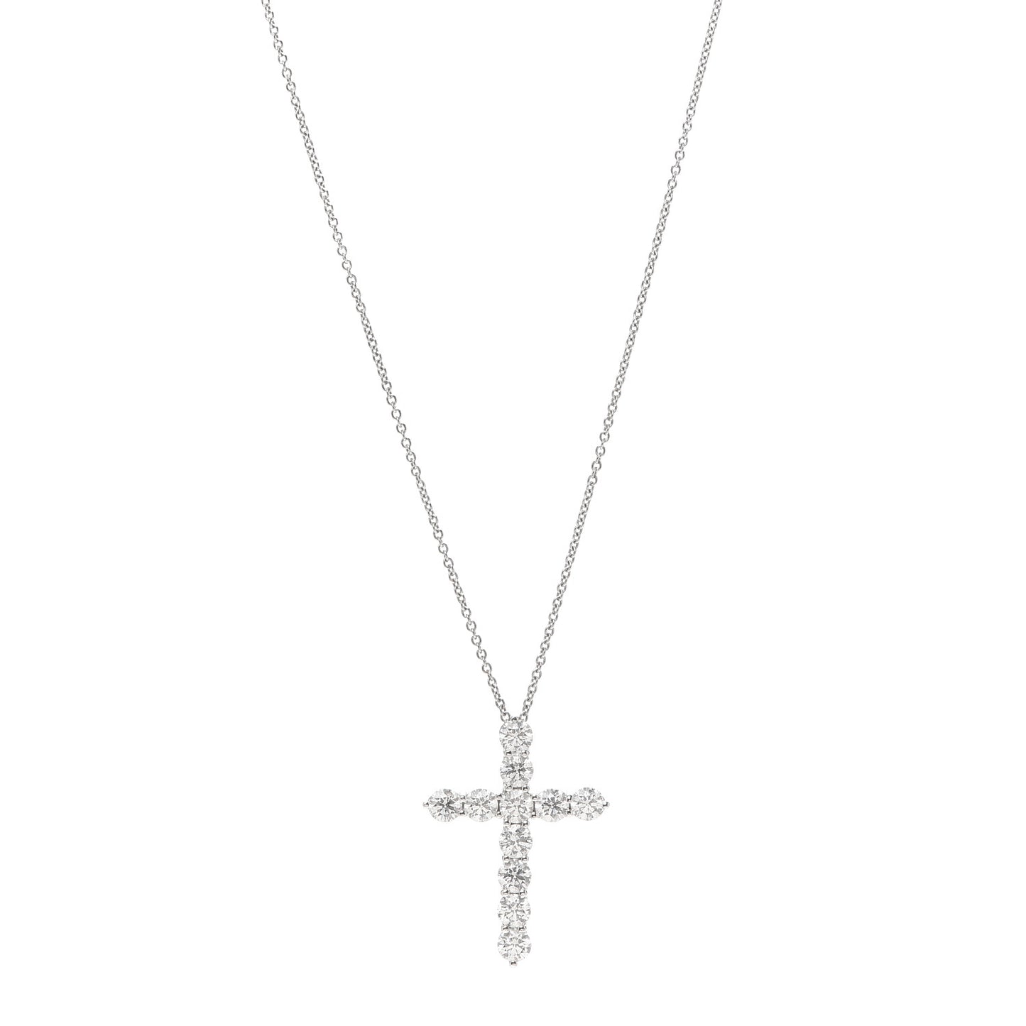 Platinum Diamond Large Cross Pendant Necklace