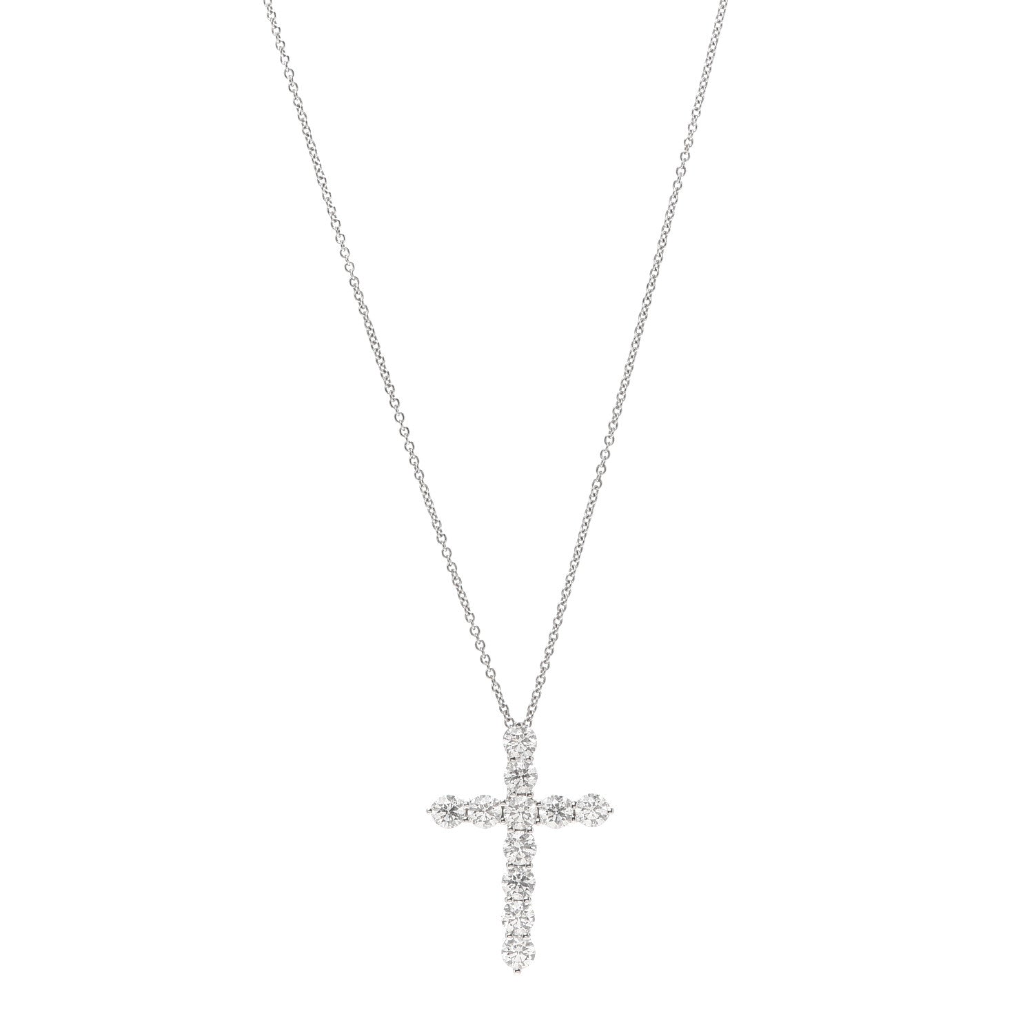 Tiffany Platinum Diamond Large Cross Pendant Necklace 1 of 6
