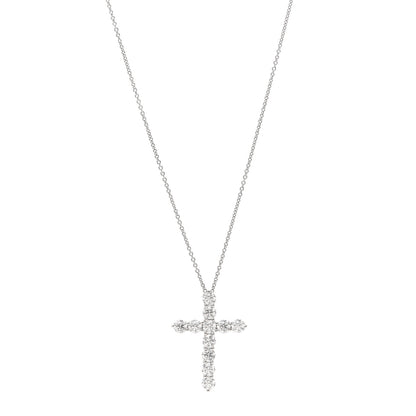 Tiffany Platinum Diamond Large Cross Pendant Necklace 1 of 6