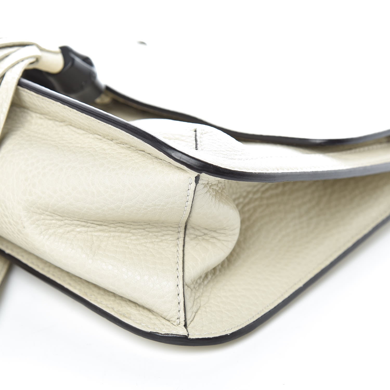 Gucci Pebbled Calfskin Medium Bamboo Daily Flap Shoulder Bag Mystic White 10 of 10