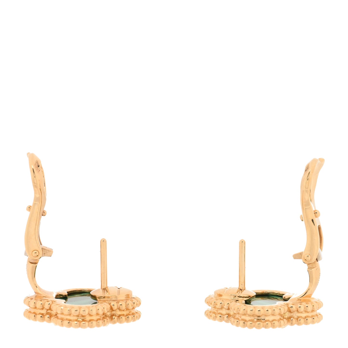 18K Yellow Gold Malachite Vintage Alhambra Earrings