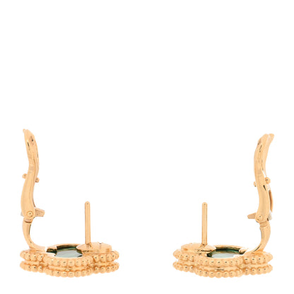 Van Cleef & Arpels 18K Yellow Gold Malachite Vintage Alhambra Earrings 3 of 5