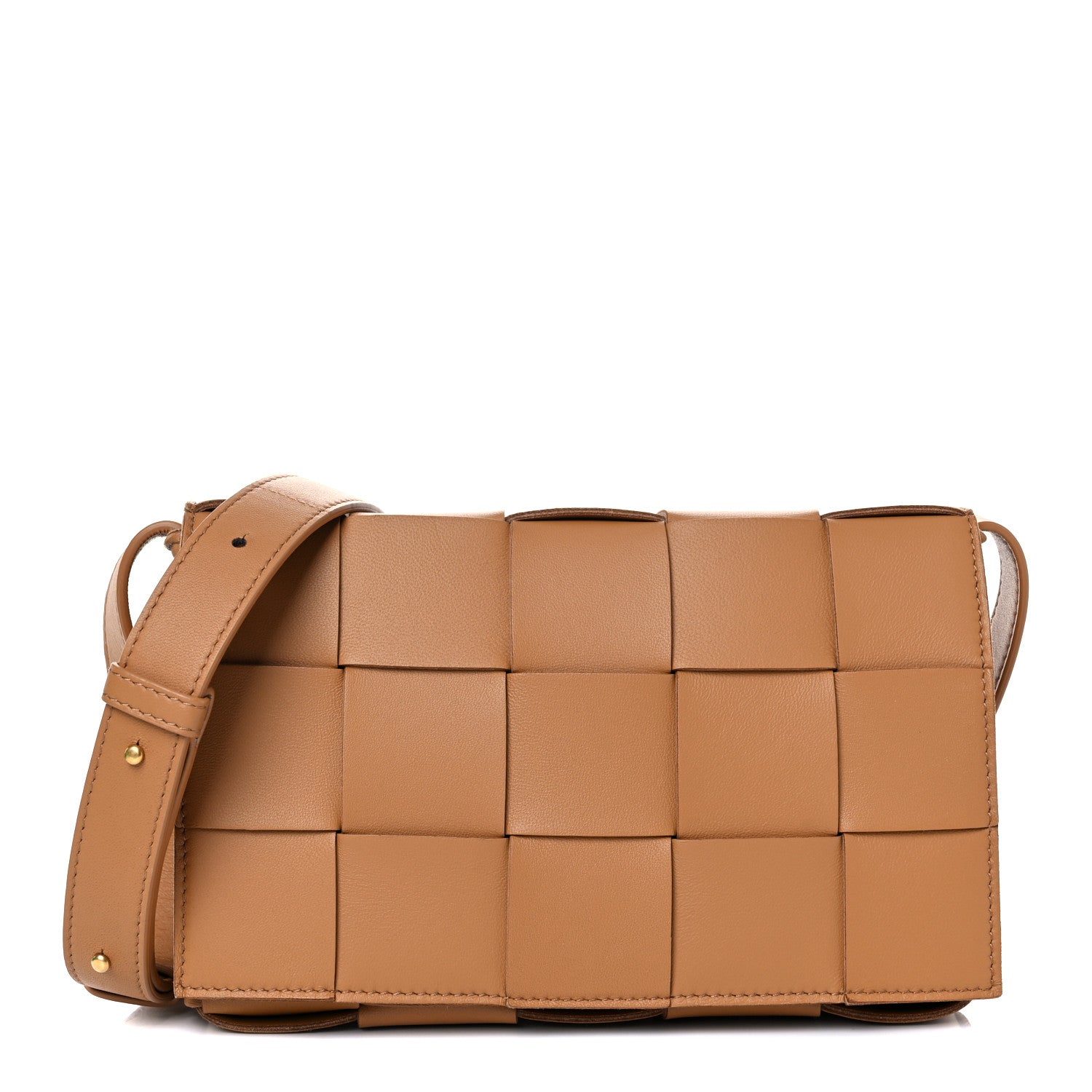 Bottega Veneta Lambskin Maxi Intrecciato Cassette Crossbody Bag Caramel 1 of 9