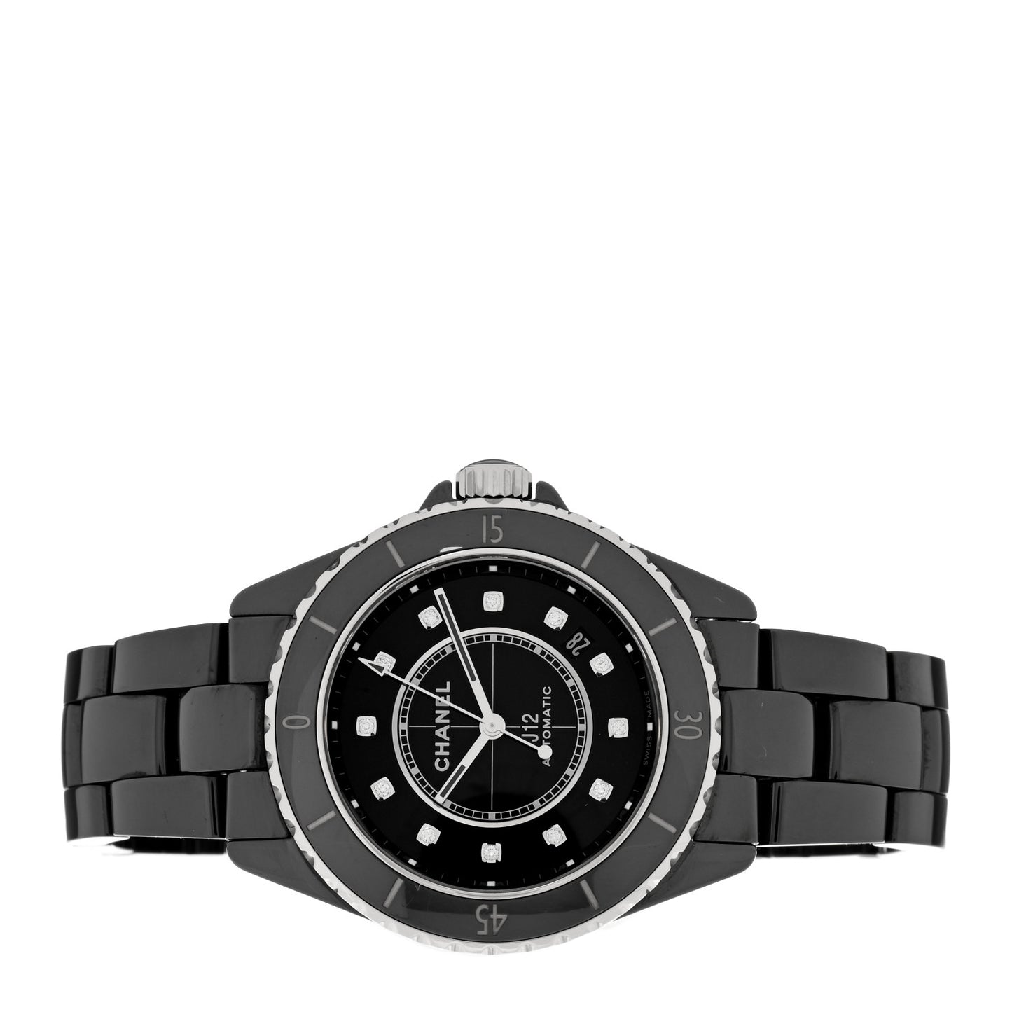 Stainless Steel Ceramic Diamond 38mm J12 Automatic Watch Black