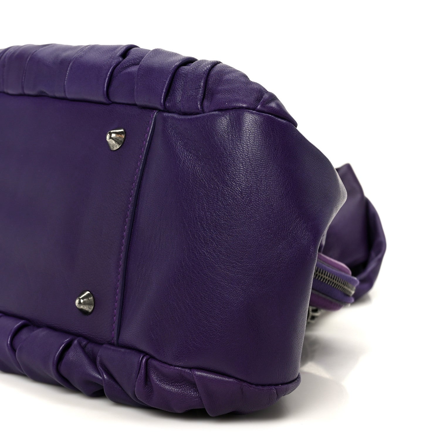 Christian Dior Lambskin Plisse Pleated Frame Satchel Violet Fonce 10 of 10
