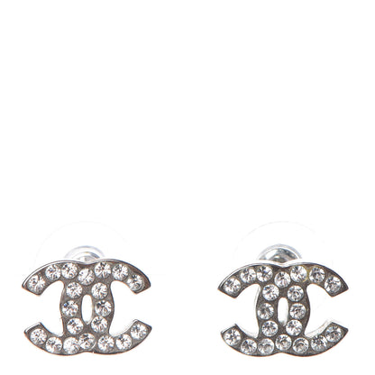 Chanel Crystal Timeless CC Earrings Silver 1 of 5