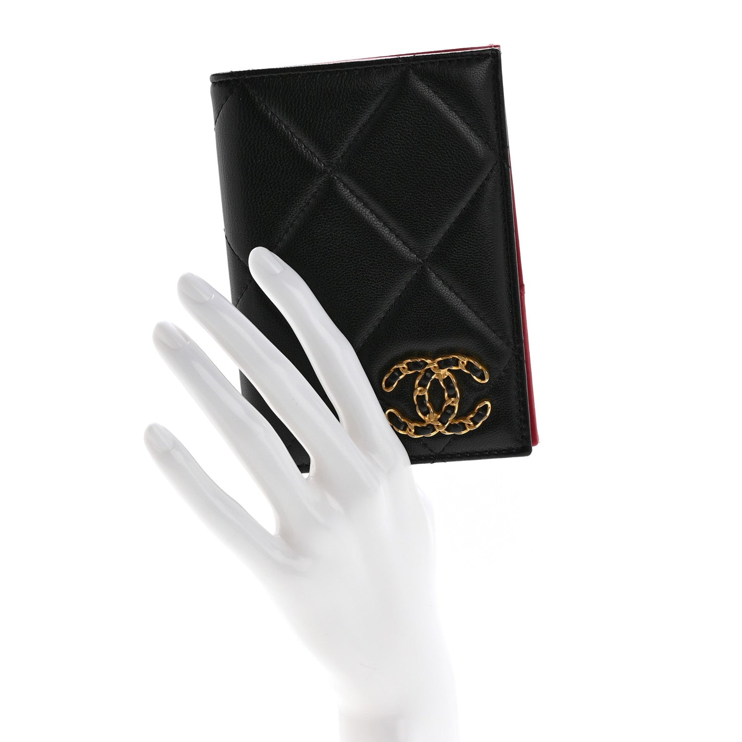 Chanel Lambskin Quilted Chanel 19 Passport Holder Black 2 of 10
