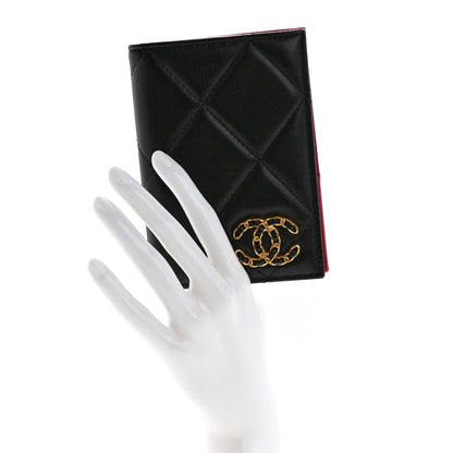 Chanel Lambskin Quilted Chanel 19 Passport Holder Black 2 of 10