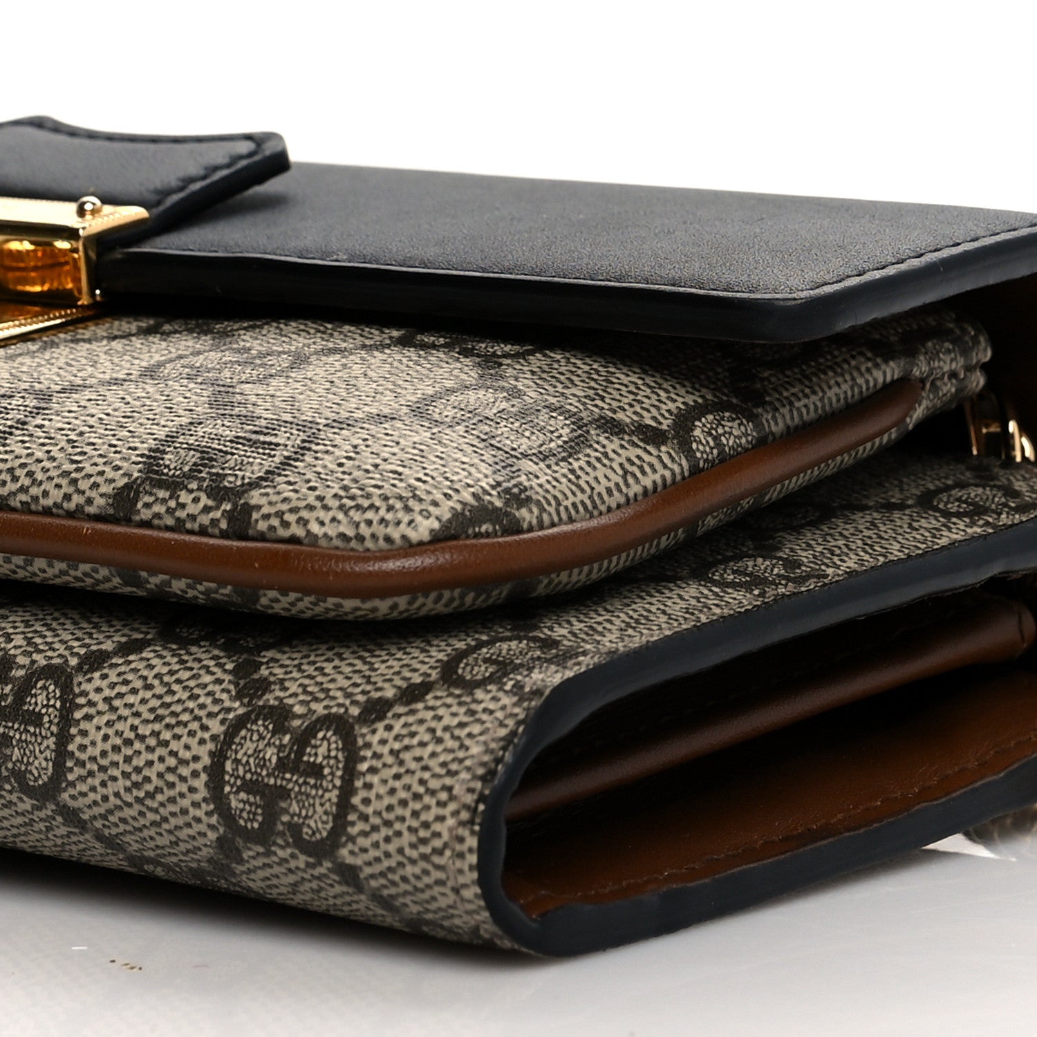Gucci GG Supreme Monogram Calfskin Padlock Chain Wallet Beige Black Cuir 6 of 14