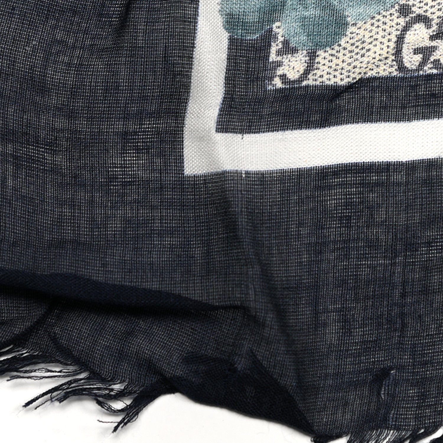 Gucci Modal Silk Monogram New Bloom GG Square Scarf Midnight Blue Sky Blue 5 of 6
