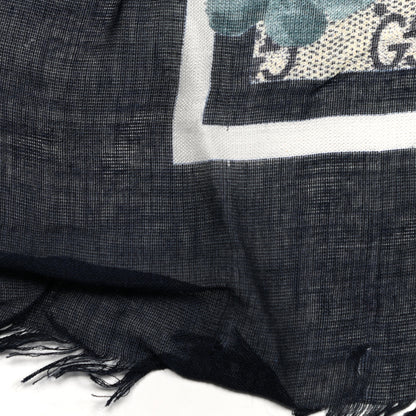 Gucci Modal Silk Monogram New Bloom GG Square Scarf Midnight Blue Sky Blue 5 of 6