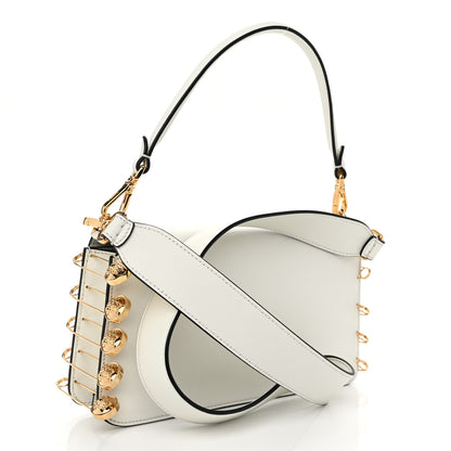 Fendi X VERSACE Vitello Seta Fendace Brooch Baguette White Ice 3 of 10