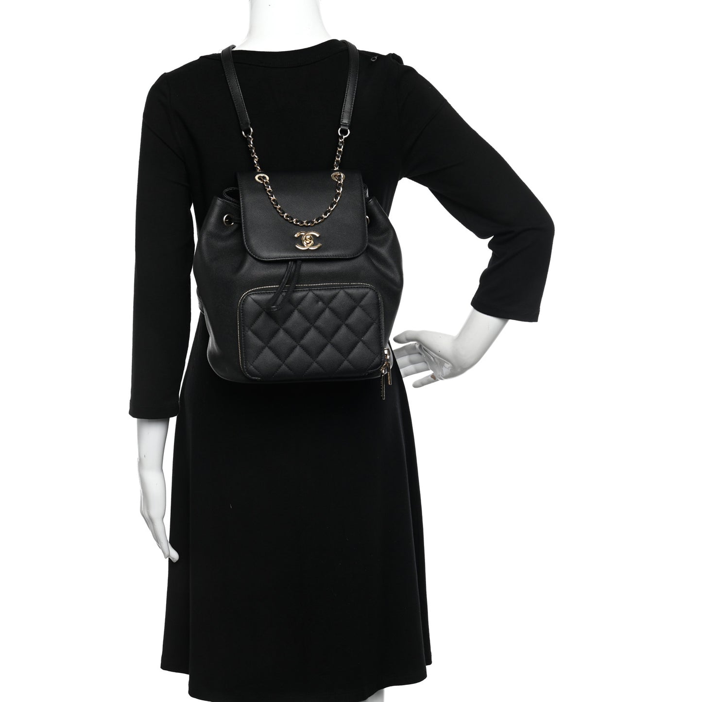 Caviar Quilted Business Affinity Backpack Black