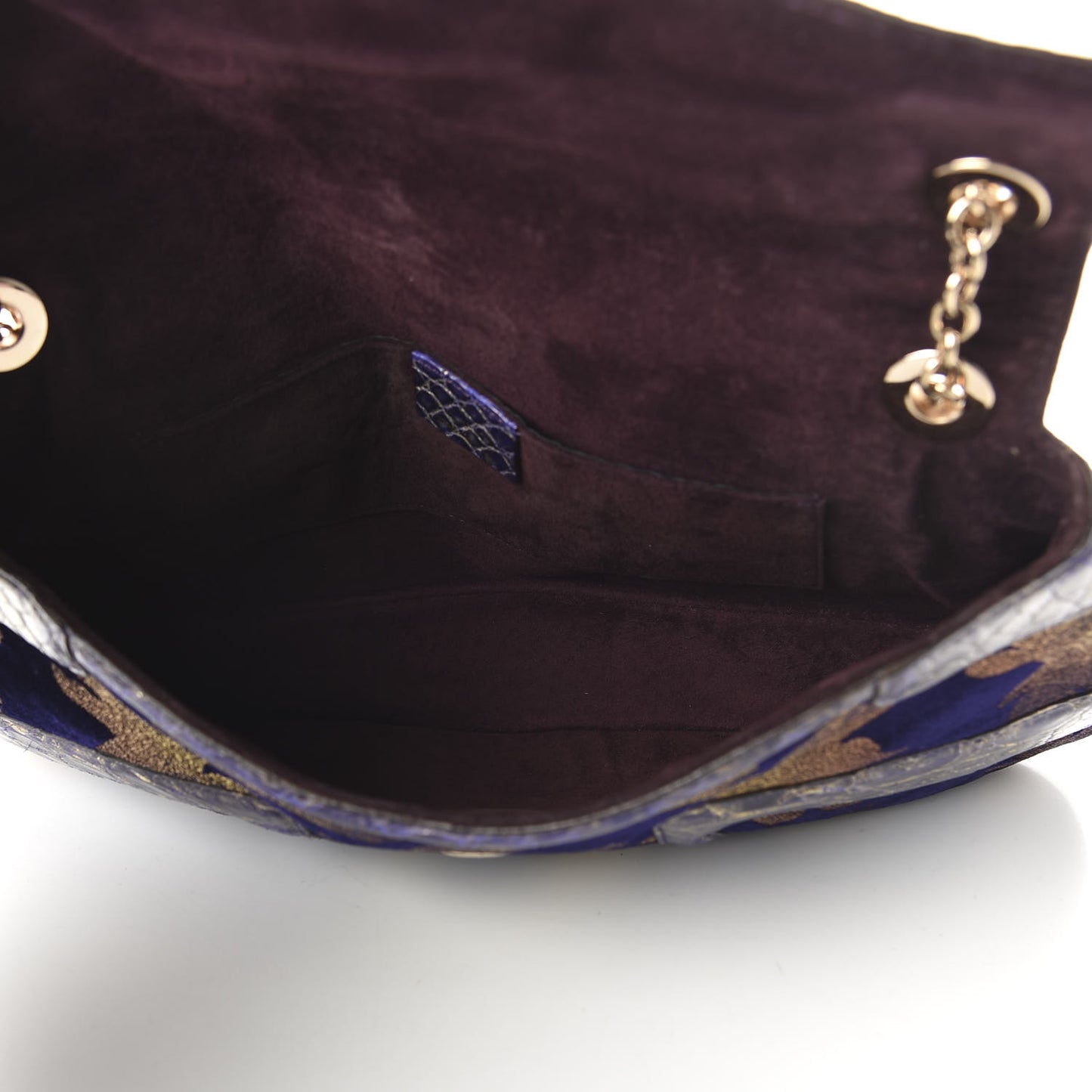 Velvet Calfskin Crocodile Embossed Limited Edition Tom Ford Jeweled Dragon Bag Purple Gold
