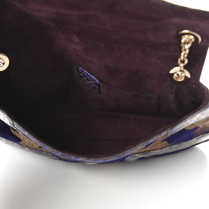 Gucci Velvet Calfskin Crocodile Embossed Limited Edition Tom Ford Jeweled Dragon Bag Purple Gold 5 of 10