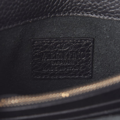 Valentino Garavani Pebbled Calfskin Rockstud Wallet on Chain Black 6 of 9