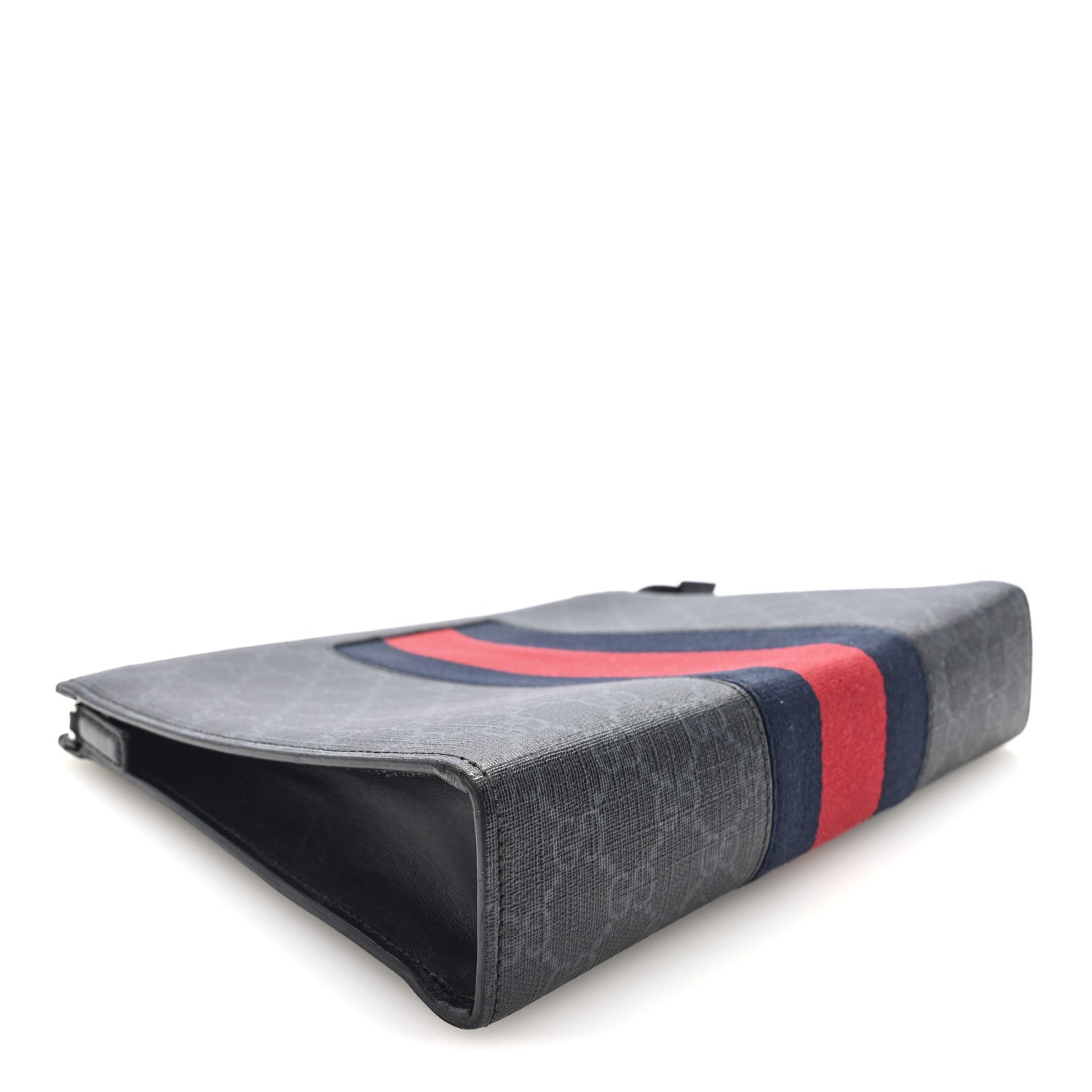 Gucci GG Supreme Monogram Selleria Calfskin Web New Web Cosmetic Case Black 4 of 7