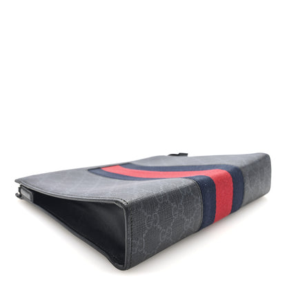 Gucci GG Supreme Monogram Selleria Calfskin Web New Web Cosmetic Case Black 4 of 7