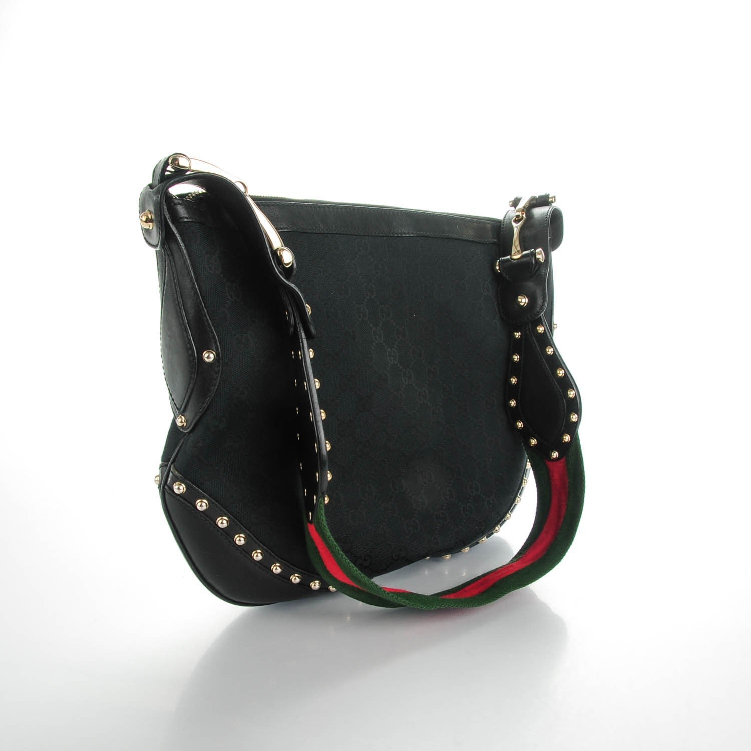 Gucci Monogram Studded Pelham Shoulder Bag Black 3 of 7