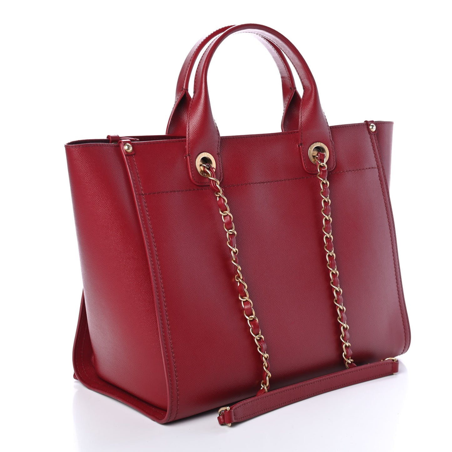 Caviar Small Studded Deauville Tote Red