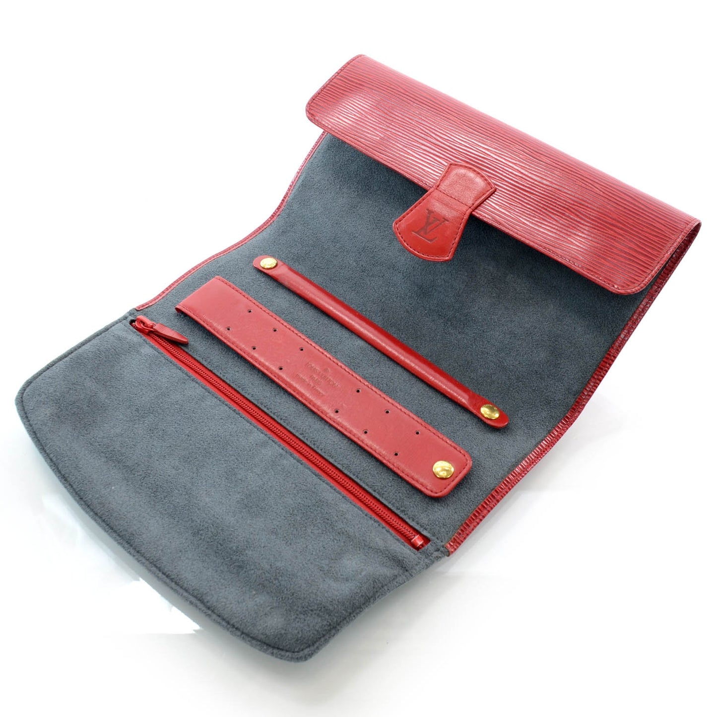 Epi Rouleau Bijoux Jewelry Roll Pouch Red