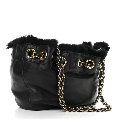 Chanel Rabbit Fur Reversible Drawstring Bag Black 11 of 16