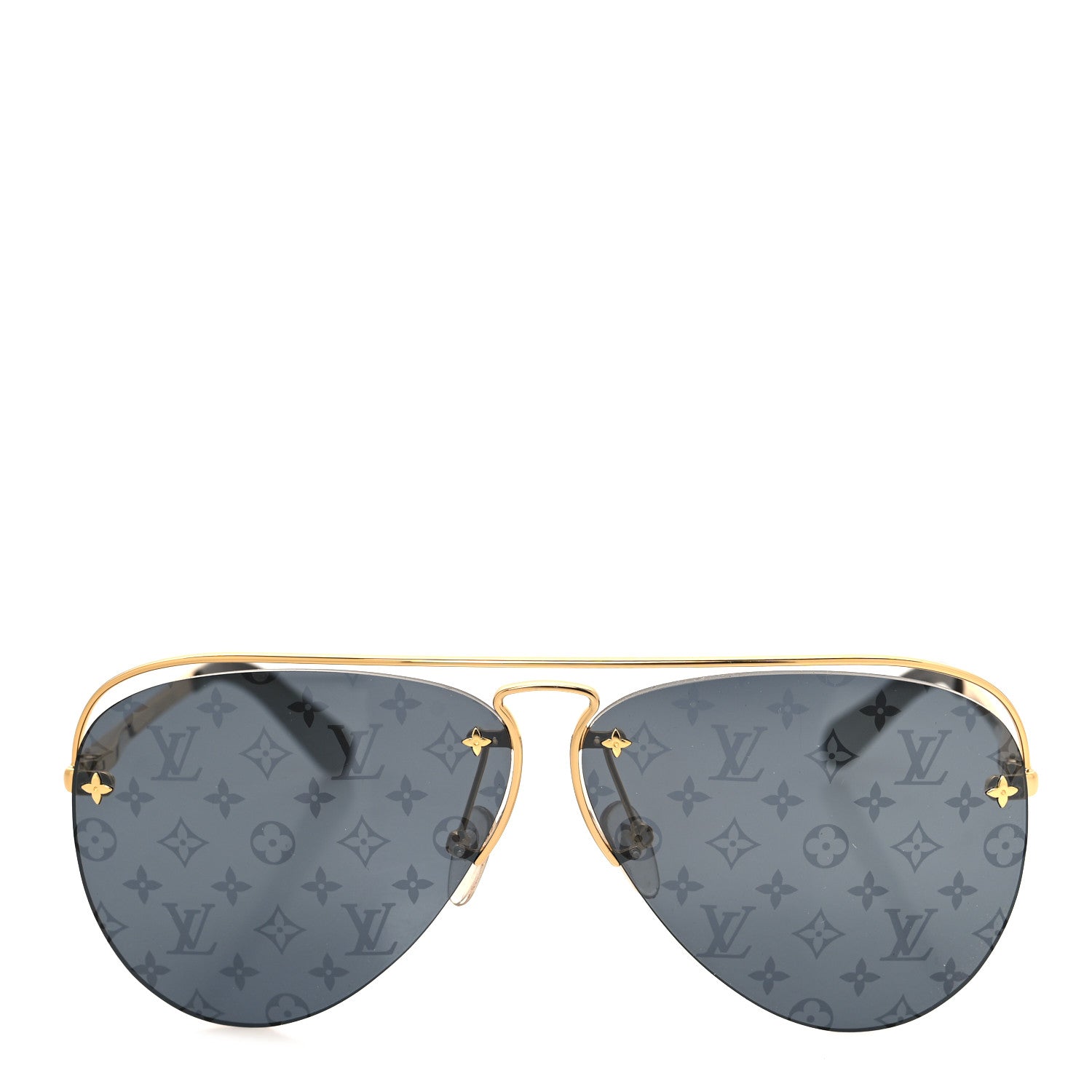 Louis Vuitton Metal Monogram Grease Sunglasses Z1172E Gold 2 of 6