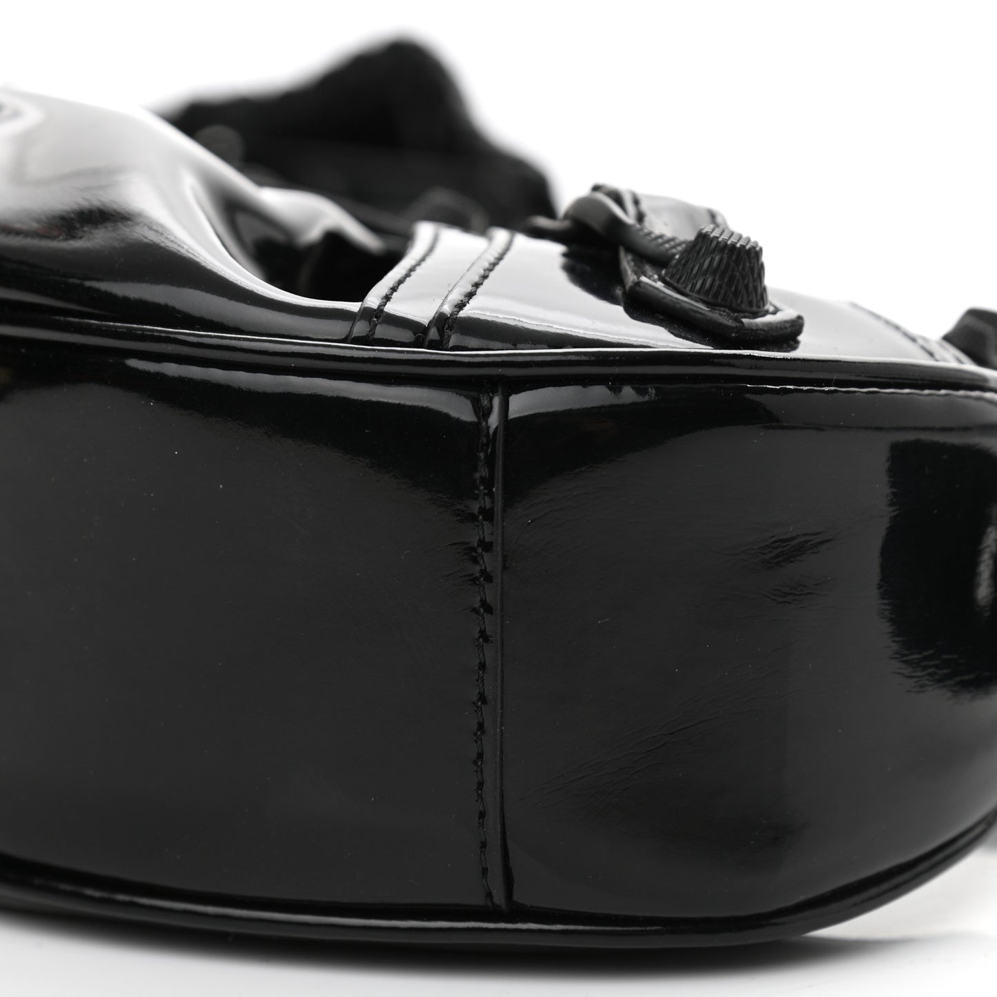 Patent Faux Leather Le Cagole Shoulder Bag XS Black