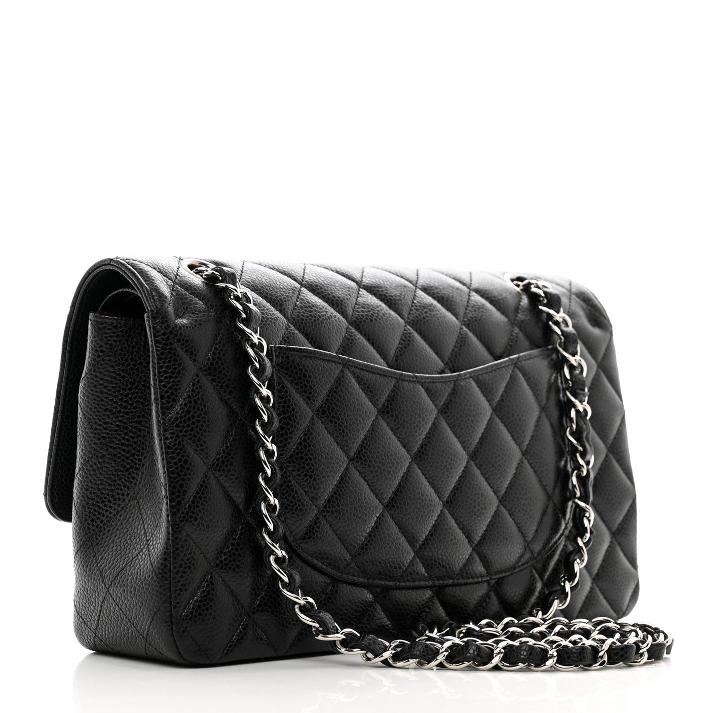 Caviar Quilted Medium Double Flap Black
