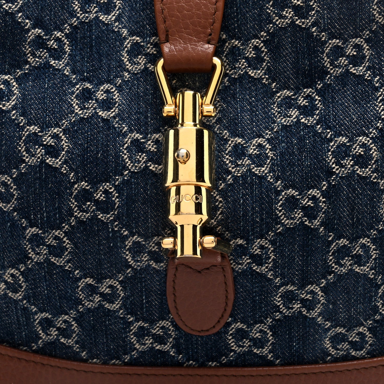 Gucci New Denim GG Monogram Calfskin Small Jackie 1961 Hobo Blue Tea Cuir 9 of 11