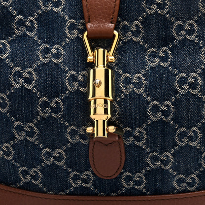Gucci New Denim GG Monogram Calfskin Small Jackie 1961 Hobo Blue Tea Cuir 9 of 11