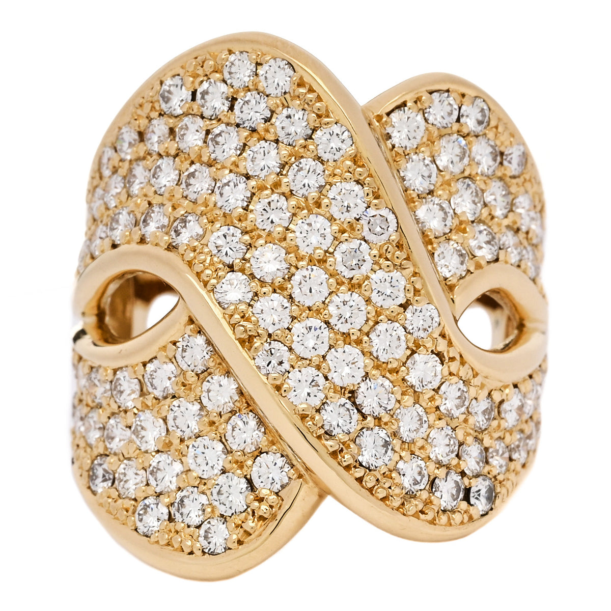 Parker & West by FASHIONPHILE 18K Yellow Gold Diamond 3.00ctw Crossover Ring 56 7.5 1 of 9