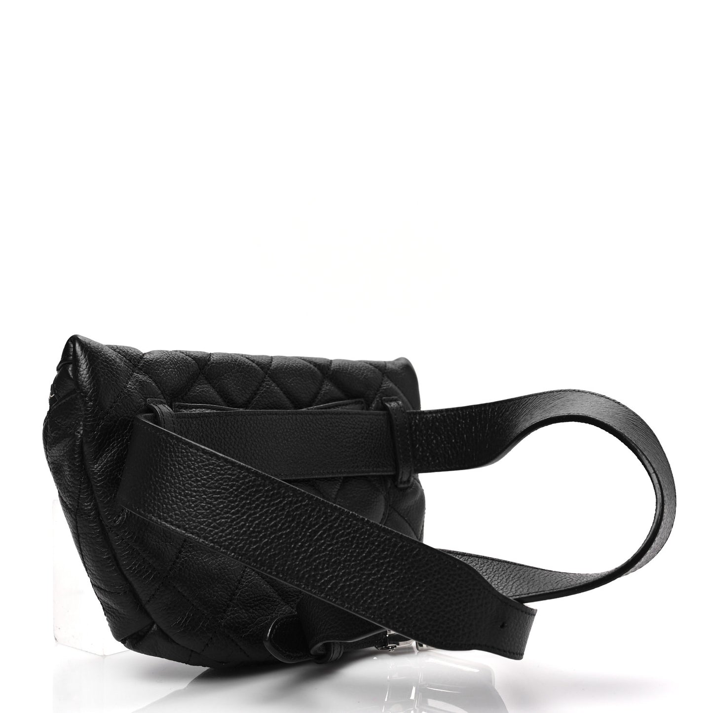 Grained Calfskin Quilted Waist Belt Bag Black