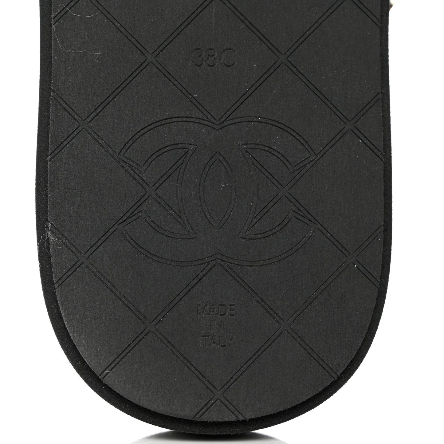 Lambskin Quilted Padded Charms Thong Sandals 38 Black