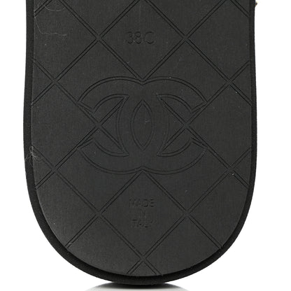Chanel Lambskin Quilted Padded Charms Thong Sandals 38 Black 6 of 10