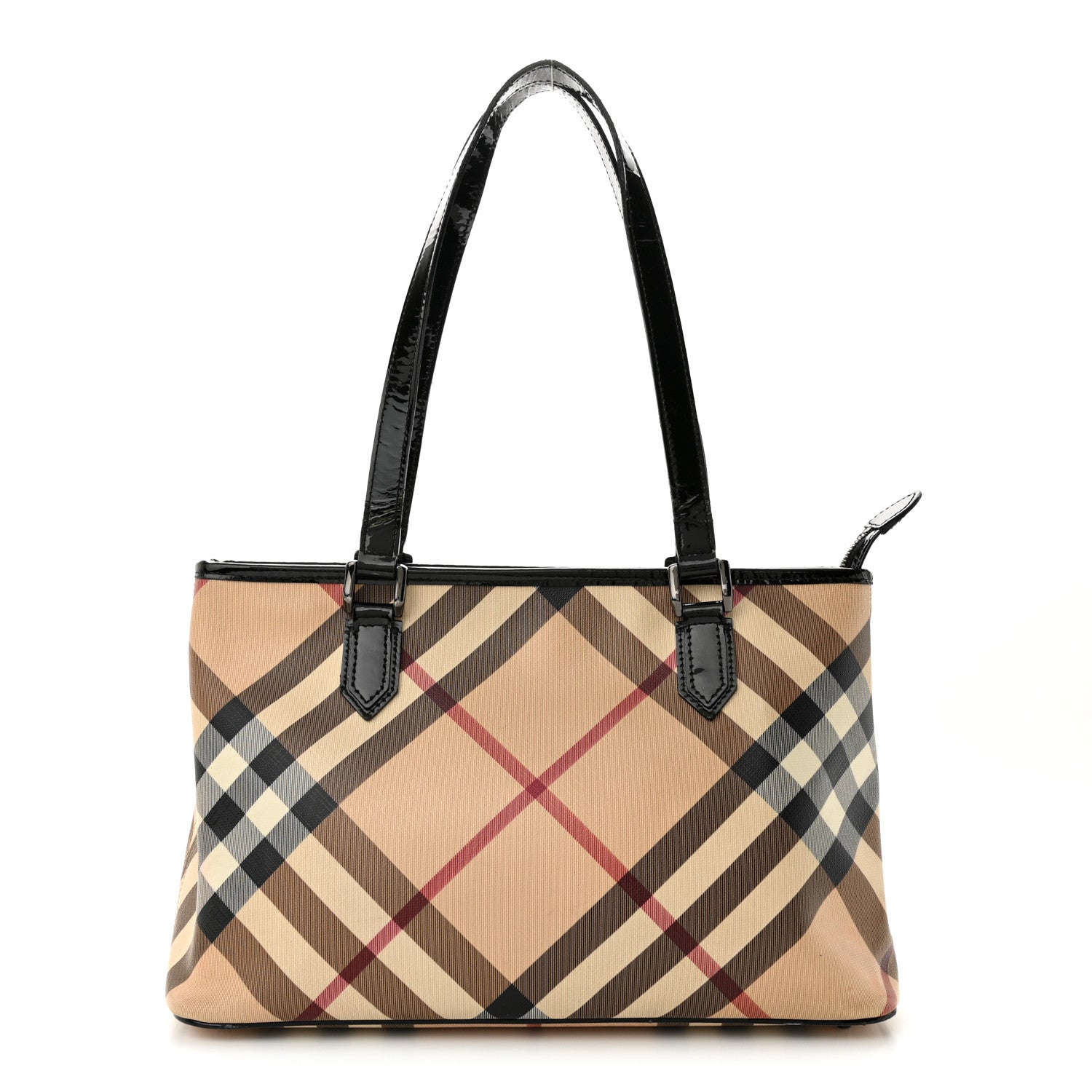 Burberry Patent Trim Nova Check Shopper Tote Black 1 of 17